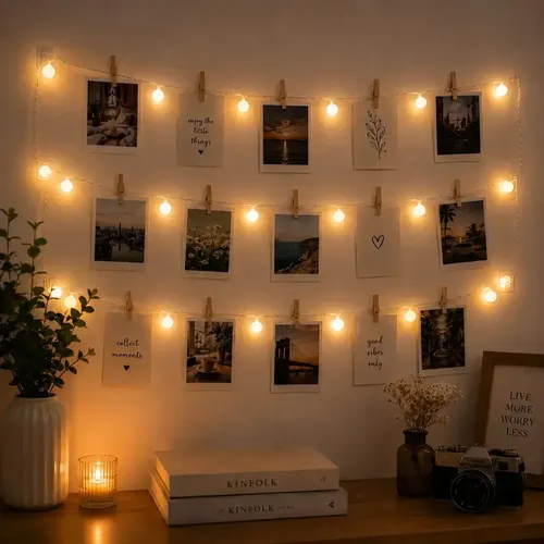 Guirnalda Luces LED Decorativas A Pilas 20 Bolitas Blancas Luz Cálida 3mtrs Dormitorio Living Fiesta Navidad Habitación Espejo Mesa Decoración Interior