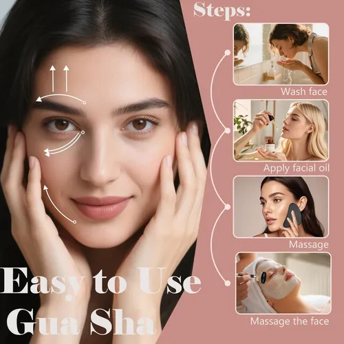Set Gua Sha Y Rodillo Facial Ao Yee Zgl Resina Negro