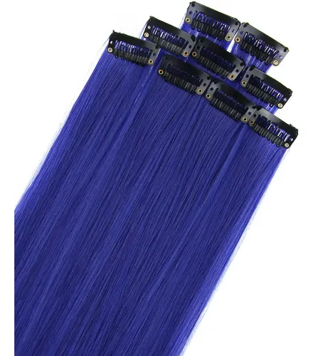 Extensiones De Pelo Mechas De Colores 9u 55cm Azul