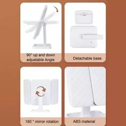 Espejo Led 3 Maquillaje Aumento Luz Usb Blanco Recargable