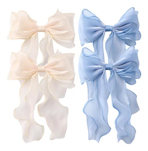 Lazos Para El Cabello Hltoo Grandes Con Cinta 4pcs Champagne