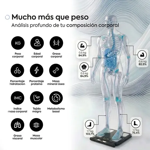 Balanza Digital Bluetooth Personal Bioimpedancia Composición Corporal Segmentada Medición Completa