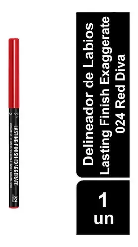 Delineador Labios Rimmel Retráctil Rojo 024 Red Diva