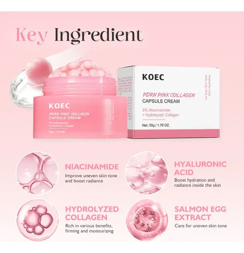 Crema Facial Pdrn Rosa Con Colágeno Hidrolizado Capsula