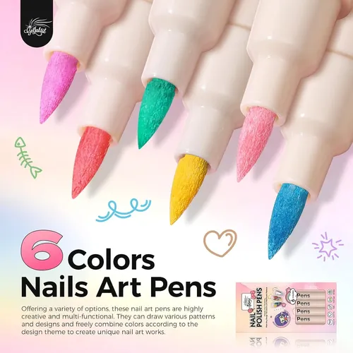 Set 6 Marcadores Para Uñas Colores Secado Rápido