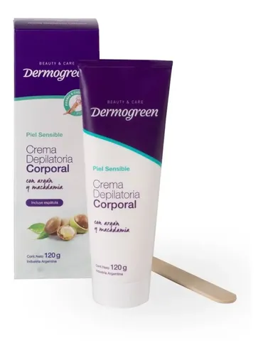 Crema Depilatoria Dermogreen Cuerpo 120ml Con Espátula Dermatológica