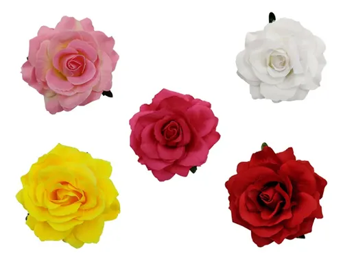 5 Pinches Pelo Forma Rosa Broche Flor Simulación