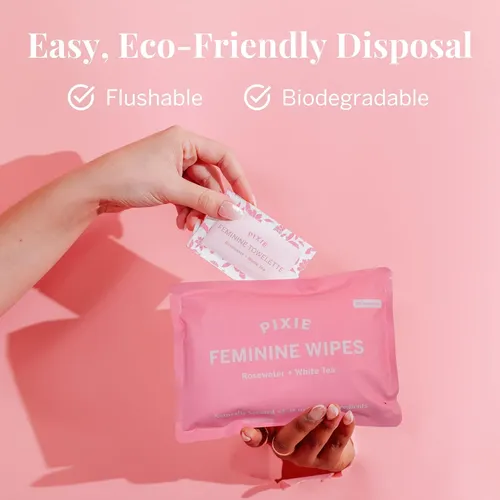 Toallitas Íntimas Femeninas Pixie Cup Rosewater White Tea 2x