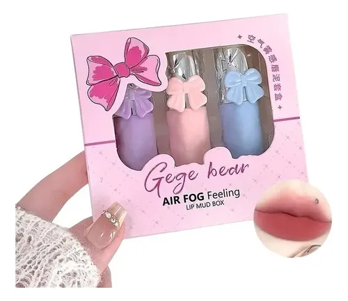 Set X3 Labiales Air Fog Feeling Lip Mud Gege Bear Set B