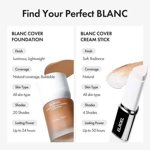 Elroel Base Blanc Cover Cream Stick Con Brocha Integrada