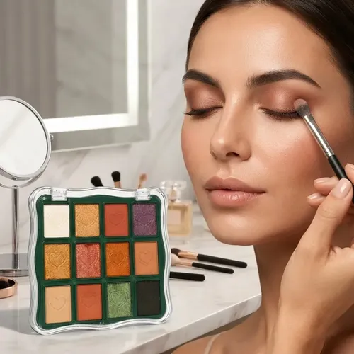 Paleta Tono 03 Sombras De Ojos 12 Colores Mate Brillante Maquillaje Rostro Veoquiero
