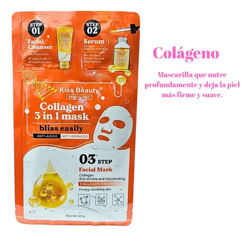 Pack X4 Colágeno Mascarillas Firmeza Y Rejuvenecimiento