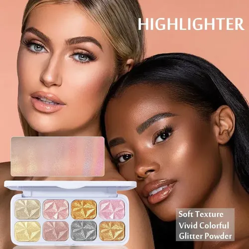 Paleta De Sombras Con 8 Colores Y Brillo, Maquillaje