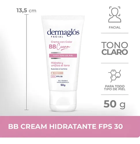 Dermaglos Facial Bb Cream Tono Claro X50 Ml