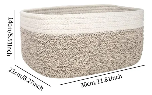 Cesta De Cuerda De Algodón, Cesta Decorativa 30cmx21cmx14cm