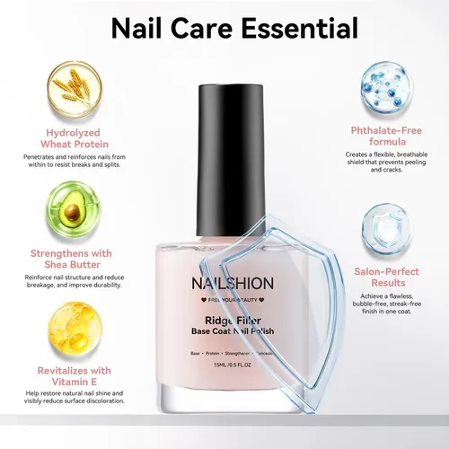 Fortalecedor De Uñas Nailshion Ridge Filler Base Coat 3 En 1
