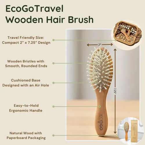 Cepillo De Pelo Ecogotravel Con Cerdas De Bambú De 5 Cm X 18