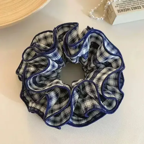 Korean Plaid Hair Ribbon For Women, Ponytail