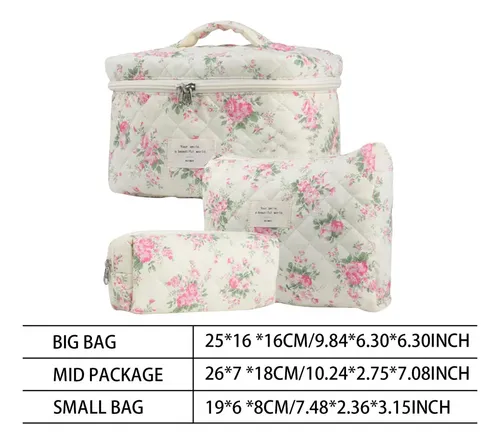 A Bolsa De Cosméticos Floral Juego De Bolsa De Maquillaje [ B