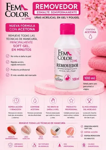 Removedor Gel Uv Led Esmalte Semipermanente Acetona 100ml