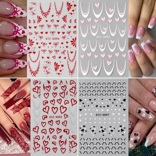 Pegatinas Para Uñas Bsbtbz, 8 Unidades, Con Forma De Corazón