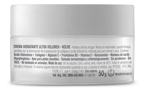 Crema Dermaglós Hidratante De Noche Ultra Volumen 50g Normal A Seca Noche