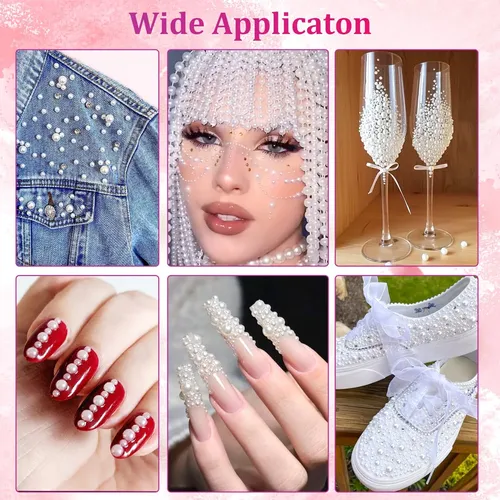 Perlas Blancas Planas Para Uñas Y Manualidades Kit X2