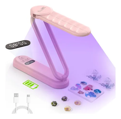 Lámpara Uv Recargable 34 Leds Rosa Para Resina Y Joyas
