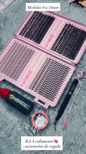 Kit Extensiones De Pestañas Xl 8-14mm Con Accesorios