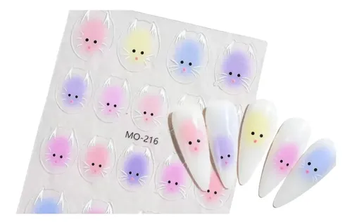 Sticker Para Uñas – Gatitos Kawaii – Pack X6 Modelos Pack 6 Modelos Gatitos