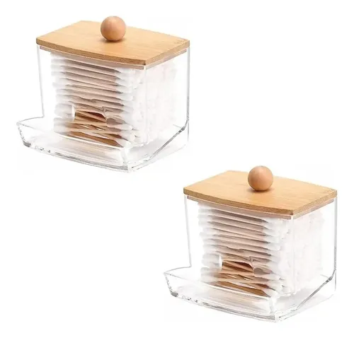 Organizador Acrílico Cuadrado T/ Bambú C/ Dispenser Zztt