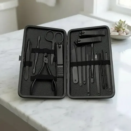 Kit de Manicura y Pedicura WAFFY de 16 Piezas con Estuche, Cortaúñas y Tijeras