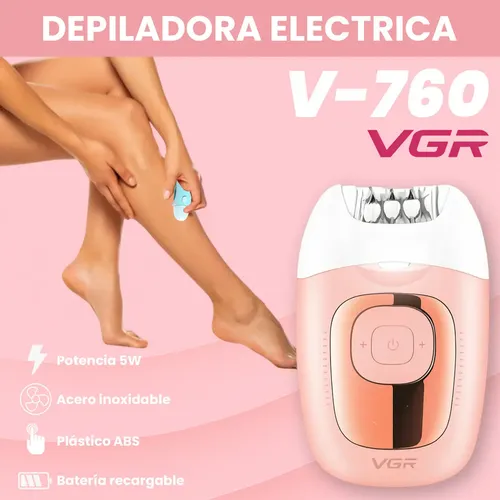 Depiladora Mujer Led Recargable Vgr V-760 18 Pinzas Luz Rosa