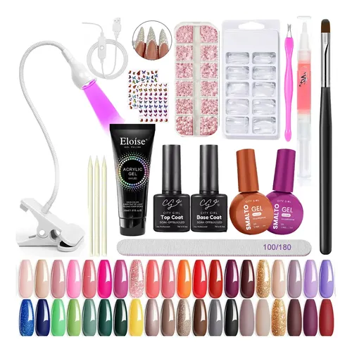 Kit Uñas Esculpidas Polygel Esmaltado Semipermanente Uv Led