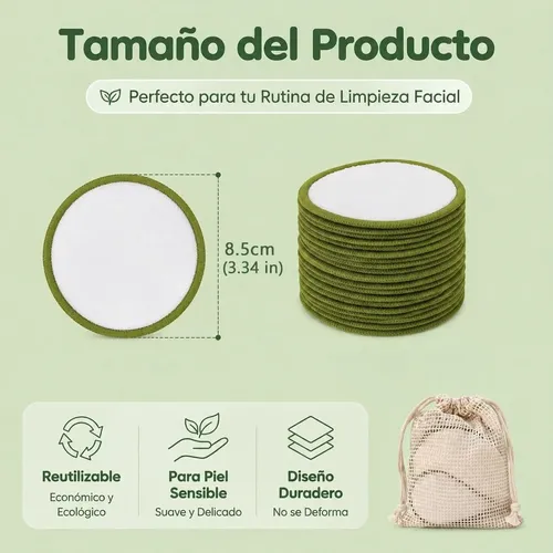 Almohadillas Desmaquillantes Reutilizables 16pads Ecológicos