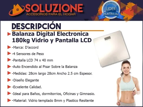 Balanza Electronica Digital Vidrio Templado 150kg D’accord