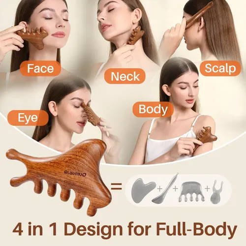 Masajeador Gua Sha 4 En 1 Rostro Y Cuerpo Rustico