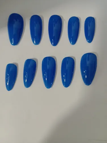 Uñas Press On Almendra Medio Azul