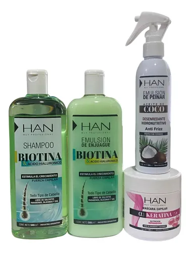 Kit Biotina Y Acido Hialuronico Fuerza Capilar Brillo Han