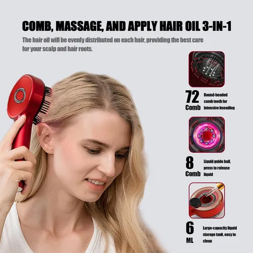 Cepillo Masajeador 3 Funciones Luz Roja Para Cabello Gris