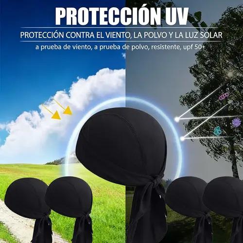 // 4pzs Turbante Deportivo Negro Secado Rápido Y Absorbe K / Black Solid