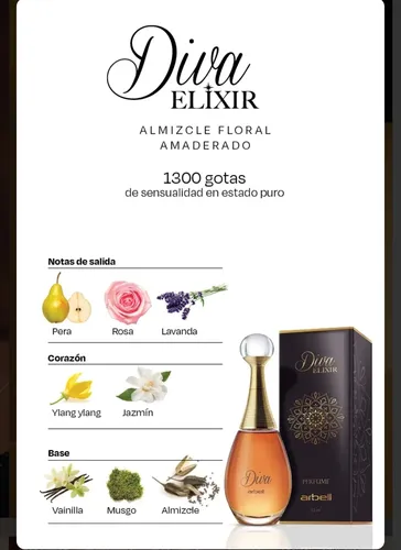 Perfume Mujer Arbell Diva Elixir Almizcle Floral Amaderado