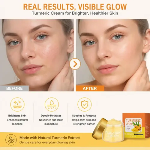 Crema Facial De Curcuma, Hidratante Facial Natural De Curcum