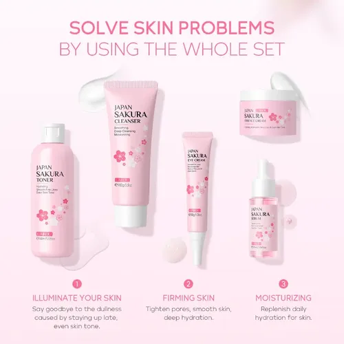 Set De Cuidado Facial Laikou Sakura Rejuvenecedor
