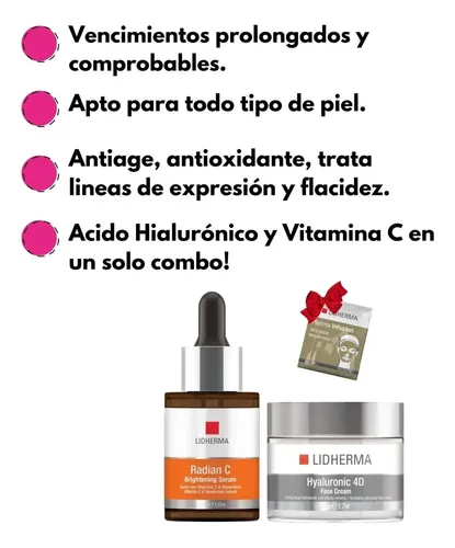 Kit X2 Hyaluronic 4d Face Cream Y Radian C Serum Lidherma