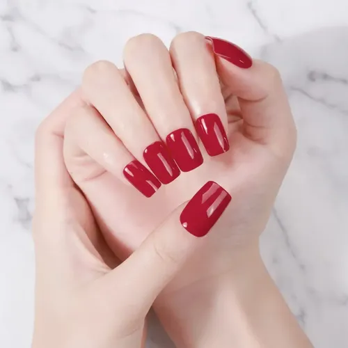 Tiras De Uñas de Gel Premium 22u Autoadhesivas – No Necesitan Lámpara Uv – Rojo