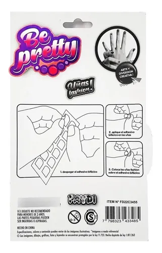 Kit De Uñas Postiza X 60 Para Niñas Infantil Mundo Pre D3455