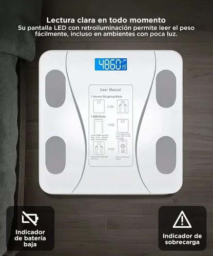 Balanza de Baño Gadnic Digital App Vidrio Templado Pantalla LCD Alta Precisión 180kg Bluetooth Apagado Automático Auto Calibrado