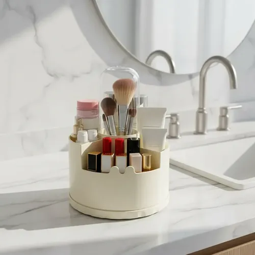 Organizador Escritorio Maquillaje 4 Divisiones Giratorio Ful