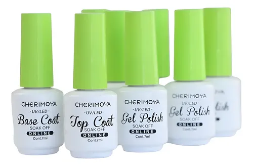 Kit De 6 Gel Polish + 1 Base + 1 Top X 7ml Cherimoya Colores